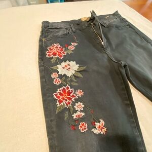 Driftwood, black, jeans, embroidery